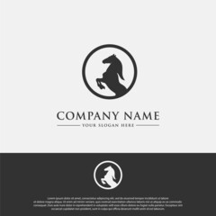 logo design template, with a black horse icon, suitable for sports brands