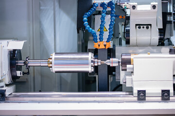 Closeup Machine robot CNC turning milling factory metal industry