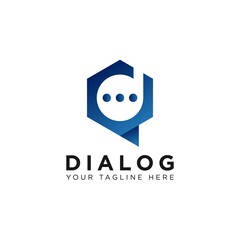 Letter D Chat Logo Talk Dialog App Design
