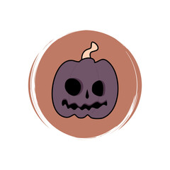 Obraz premium Cute icon vector with halloween pumpkin, illustration on circle with brush texture, for social media story and highlights 