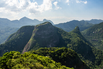 Fototapeta premium Beautiful green view from rocky rainforest mountain in Tijuca Park