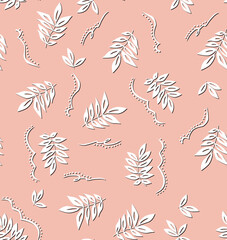 Indian Leaves Abstract Swirls Dots Seamless Pattern Minimalist Cute Design Trendy Fashion Colors Perfect for Fabric Print or Wrapping Paper