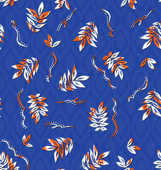 Indian Leaves Abstract Swirls Dots Seamless Pattern Minimalist Cute Design Trendy Fashion Colors Perfect for Fabric Print or Wrapping Paper