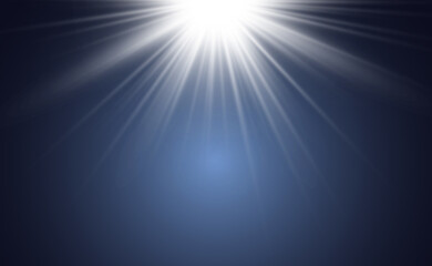 Special lens flash, light effect. The flash flashes rays and searchlight. illust.White glowing light. Beautiful star Light from the rays. The sun is backlit. Bright beautiful star. Sunlight. Glare.