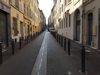 Fototapeta na wymiar View of Curiol Street in the Thiers residential neighborhood of Marseille, France.