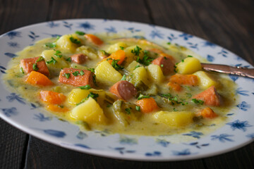 Homemade potato soup on a plate