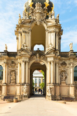 Fototapeta na wymiar 18th century baroque Zwinger Palace, Crown Gate also called Kronentor, Dresden, Germany