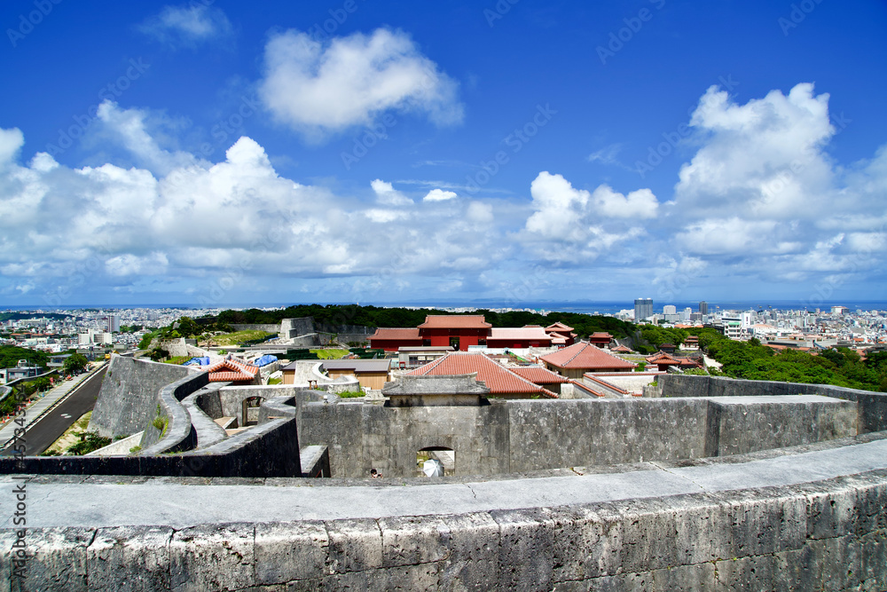 Wall mural The view of shuri castle with blue sky.