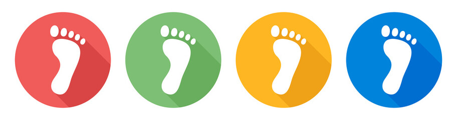 Human footprint icon vector design symbol. Barefoot symbol on button.