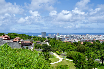 The view of the Shuri castle and Naha city.