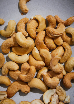 salted cashews close up detail