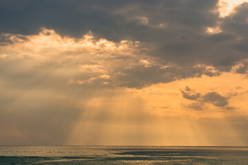 A colorful seascape with  a vivid sky background