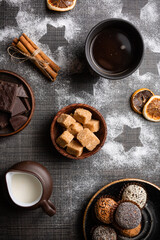 Christmas. oatmeal cookies with coffee and stars. High quality photo