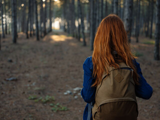 woman in the woods outdoors travel walk