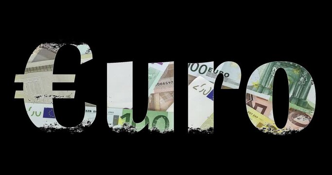 Video letras euro gradiente con billetes de fondo