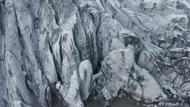 glacial moraine from aerial point of view 4k DLOG