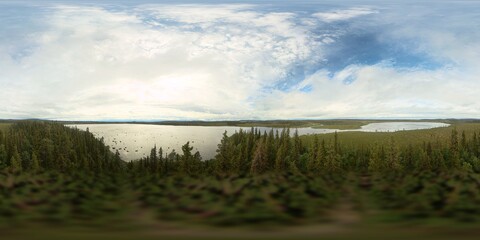 Fototapeta na wymiar Spherical panorama of lookout in Muddus National Park in Sweden