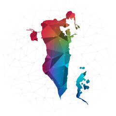 Bahrain Map - Abstract polygon vector illustration low poly colorful style gradient graphic on white background