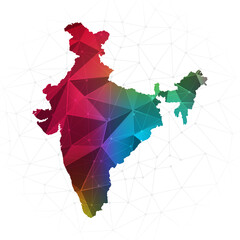 India Map - Abstract polygon vector illustration low poly colorful style gradient graphic on white background
