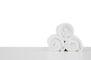 Set of soft spa towels isolated on white
