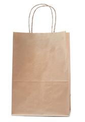 Empty shopping paper bag isolated on white