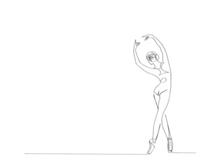 Ballet Dancer ballerina in Continuous Line Art Drawing. Vector  - obrazy, fototapety, plakaty