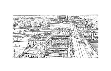 Obraz premium Building view with landmark of Lancing is the village in England. Hand drawn sketch illustration in vector.