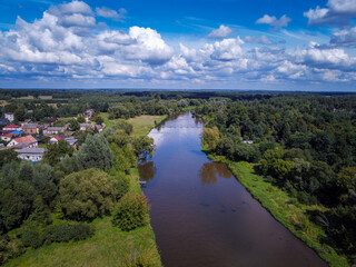 Fototapeta na wymiar The small town of Burzenin is located on the Warta River. 