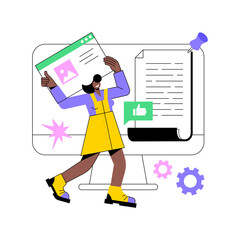 Press abstract concept vector illustration. Press about us, articles and publications, company mentions, website menu bar element, UI, corporate news, landing page, interface abstract metaphor.