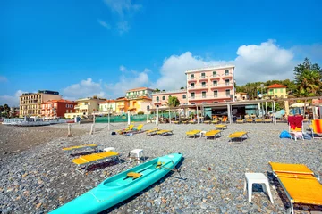 Tuinposter Beach in Bordighera on Italian Riviera. Italy, Liguria © Valery Bareta