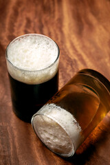 pilsner and beer jelly dessert in glass at restaurant