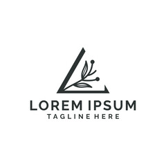 Abstrat hand drawn triangle floral logo design