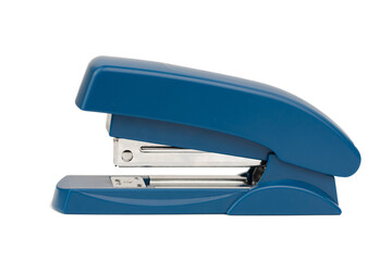 blue paper stapler isolated on the white background