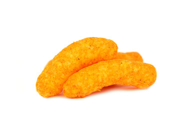 Fototapeta na wymiar hot corn crisps with Carolina Reaper Pepper Flavored - cheese curls
