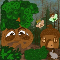Magic forest with two pixy
