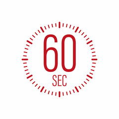The 60 second, timer, stopwatch vector icon. 60 second Stopwatch icon in flat style. Vector stock illustration.