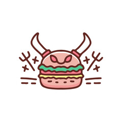 Devil burger with trident illustration. Vector graphics for t-shirt prints and other uses.