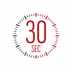 The 30 second, timer, stopwatch vector icon. 30 second Stopwatch icon in flat style. Vector stock illustration.