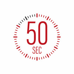 The 50 second, timer, stopwatch vector icon. 50 second Stopwatch icon in flat style. Vector stock illustration.