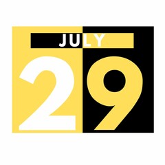 July 29 . Modern daily calendar icon .date ,day, month .calendar for the month of July