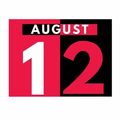 August 12 . Modern daily calendar icon .date ,day, month .calendar for the month of August