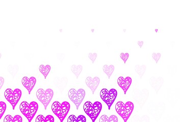 Light Pink vector pattern with colorful hearts.