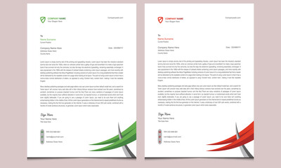 Abstract unique editable modern company professional creative corporate business style letterhead template design vector illustration with clean three color variations.
