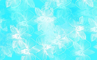 Fototapeta na wymiar Light Blue, Green vector elegant pattern with flowers.