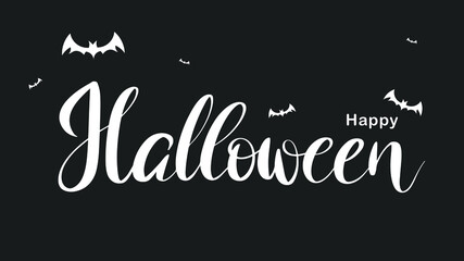 Naklejka na ściany i meble Happy Halloween Day hand written calligraphy in Halloween day ,for content online or banner for your website and template , Flat Modern design , illustration Vector EPS 10