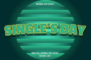 Single's day editable text effect green color