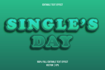 Single's day editable text effect teal color