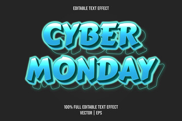 Obraz premium Cyber monday 3 dimension editable text effect cyan color