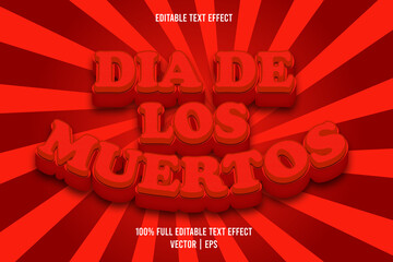 Dia de los muertos 3 dimension editable text effect red color