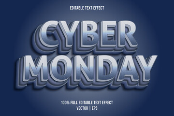 Cyber monday 3 dimension editable text effect blue color